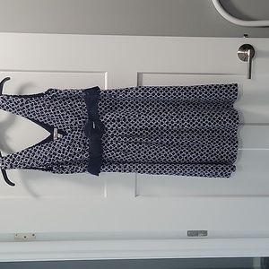 Dress, Sleeveless with waist accent belt.